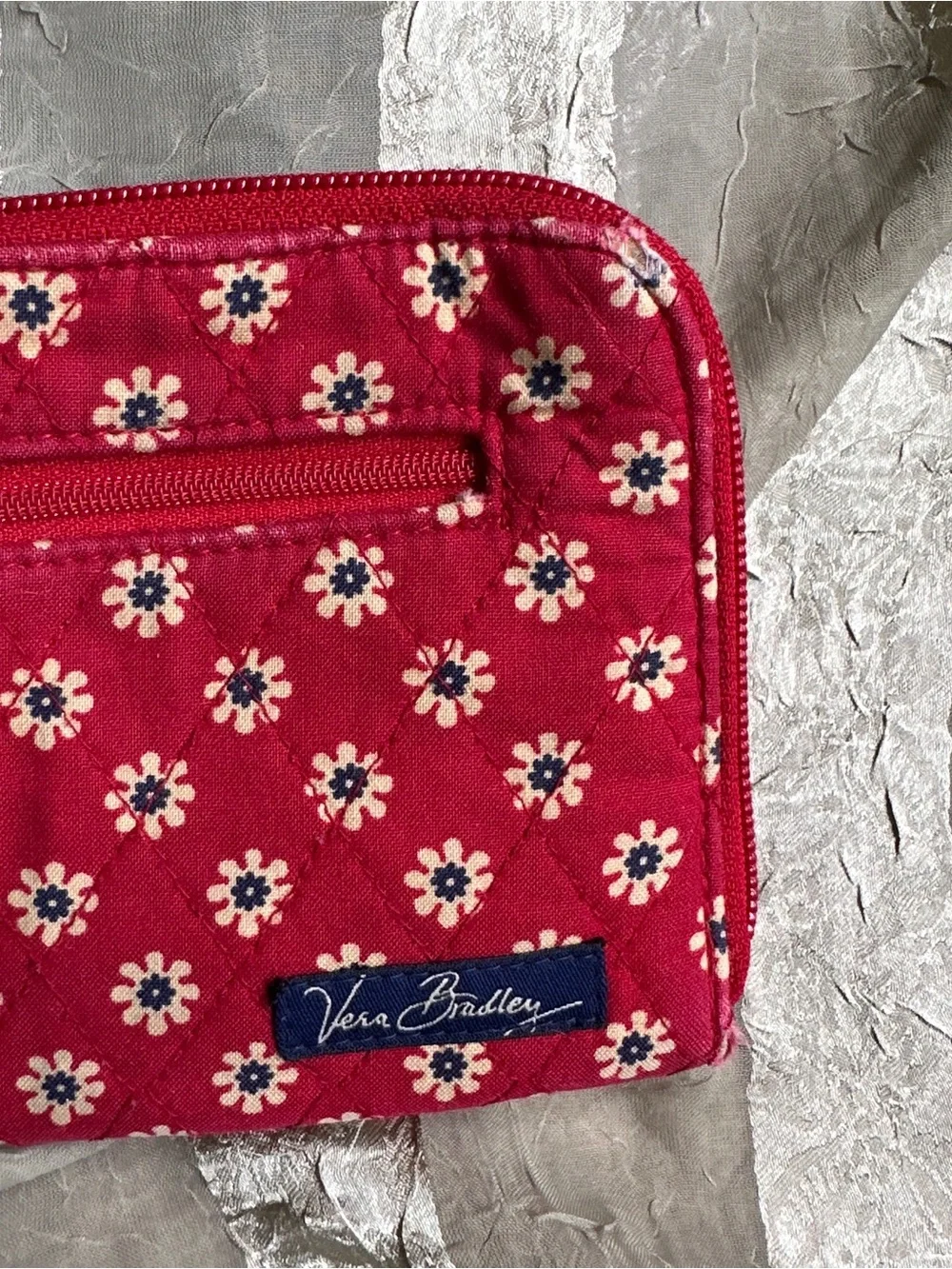 🛍️ 2 for $10 Vintage Red Foral Vera Bradley Quiltedy Zip Wallet Upcycle Project